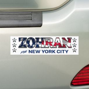 Autocollant De Voiture Zohran Mamdani NYC Drapeau Américain 2025