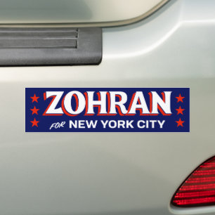 Autocollant De Voiture Zohran Mamdani NYC Rouge Blanc Bleu 2025