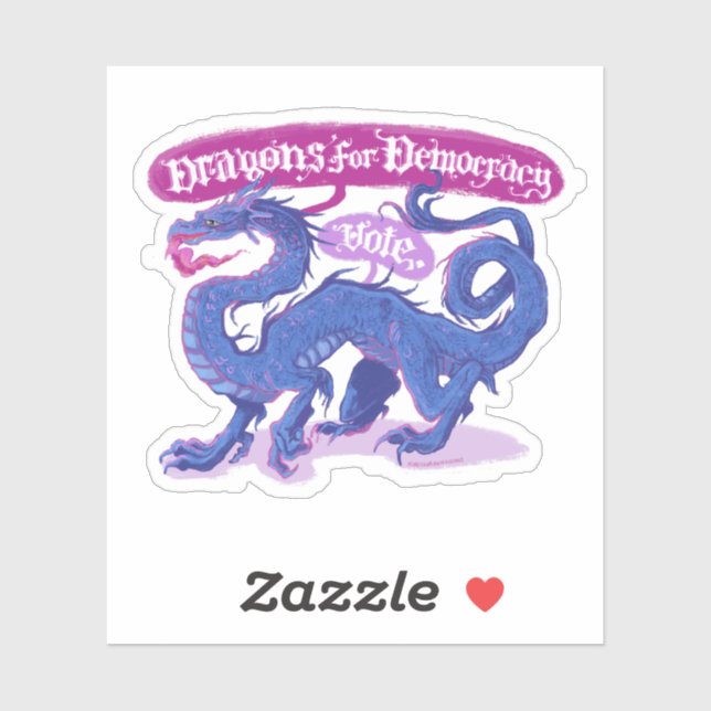 Autocollant de vote Dragons pour la démocratie (Feuille)
