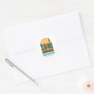 Autocollant de voyage vintage d'Amsterdam, Pays-Ba