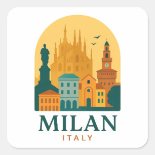 Autocollant de voyage vintage Milan Italie Duomo