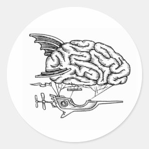 Autocollant de zeppelin de cerveau (blanc)