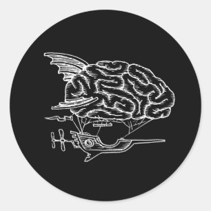 Autocollant de zeppelin de cerveau (noir)