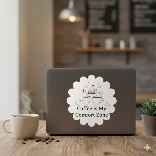 Autocollant de zone de confort pour café noir et b (Black and White Coffee Comfort Zone Sticker)