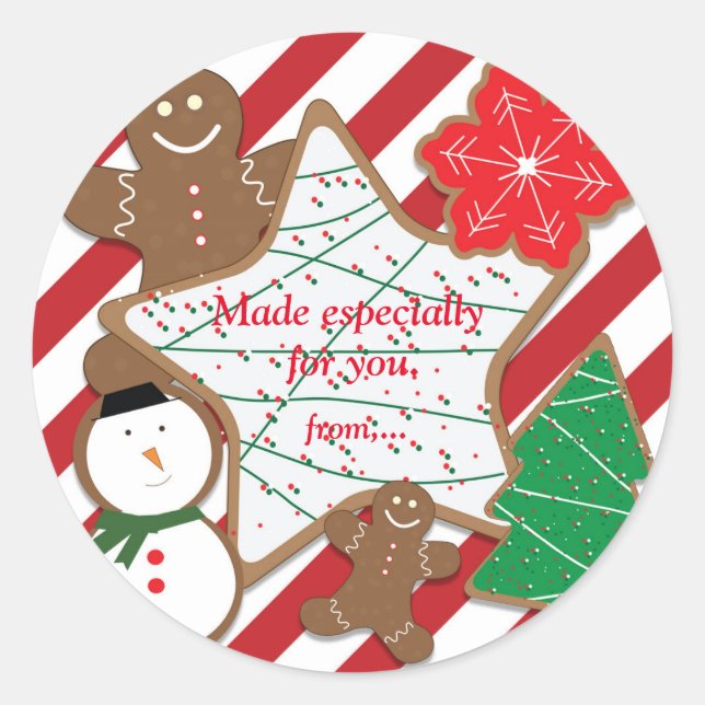 Autocollant d'échange de cookies de Noël pour fête (Devant)
