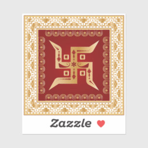 Autocollant décoratif Premium Swastik Hindou Doré