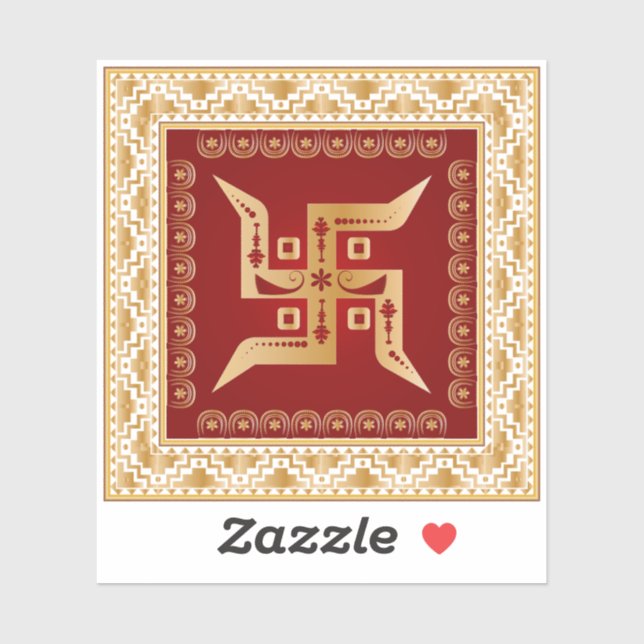 Autocollant décoratif Premium Swastik Hindou Doré (Feuille)