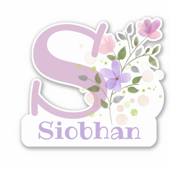 Autocollant découpé avec le nom Siobhan avec la le (Devant)
