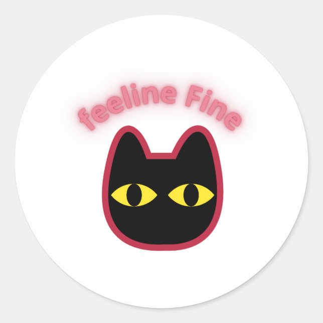 Autocollant découpé Chat Néon en forme Fine (Devant)
