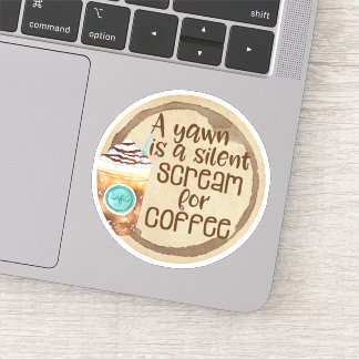 Autocollant découpé drôle de café