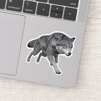 Autocollant découpé en art numérique 3D de loup gr