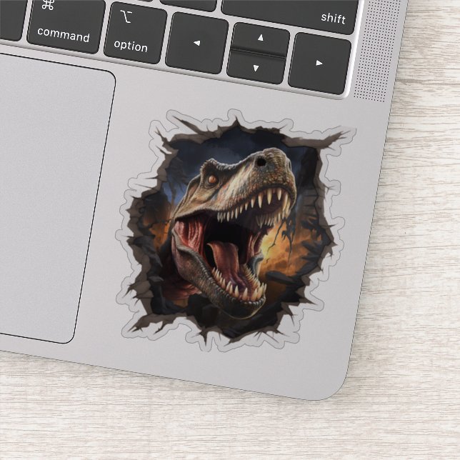 Autocollant découpé en forme de dinosaure T-Rex po (Détail)