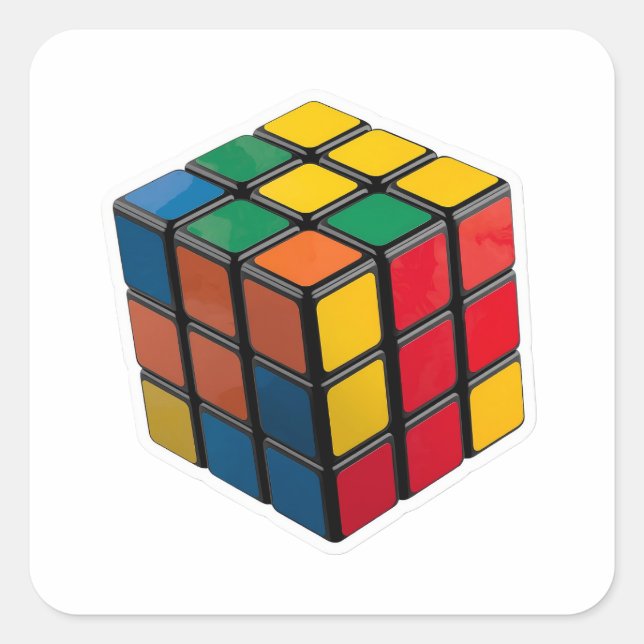 Autocollant découpé en forme de Rubik's Cube rétro (Devant)