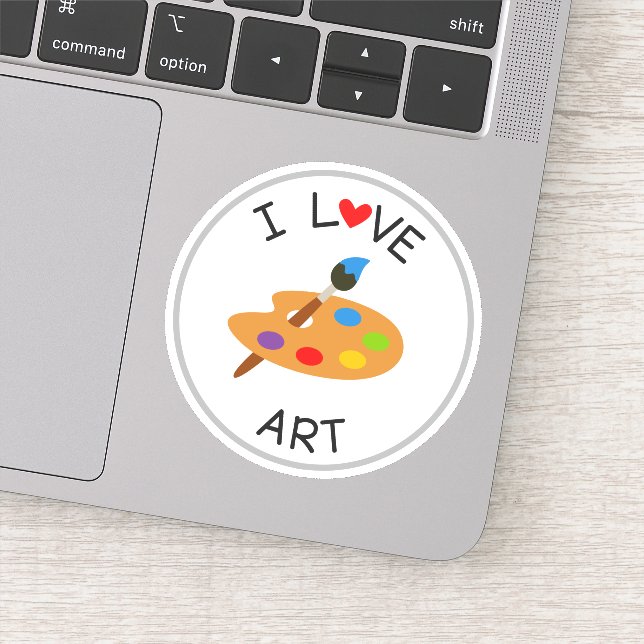 Autocollant découpé J'aime l'école d'art (Détail)