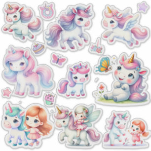 Autocollant découpé Licorne Mignonne Kawaii Pastel