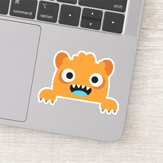 Autocollant découpé pour enfant orange monstre de