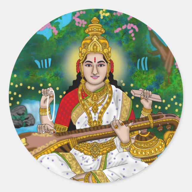 Autocollant déesse Saraswati (Devant)