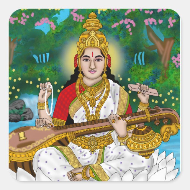 Autocollant déesse Saraswati (Devant)