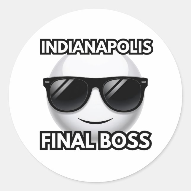 Autocollant d'emoji cool de boss final d'Indianapo (Devant)