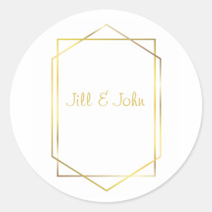 Autocollant d'enveloppe de mariage géométrique or