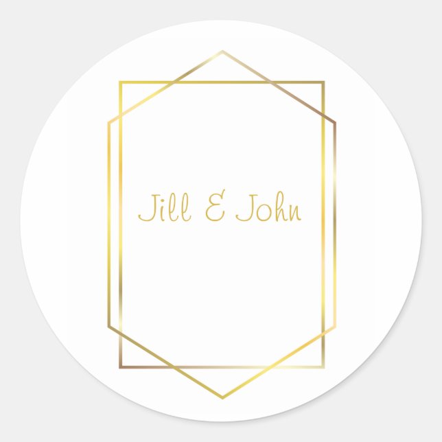 Autocollant d'enveloppe de mariage géométrique or  (Devant)