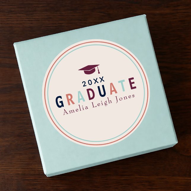 Autocollant d'enveloppe de remise de diplôme coule (Créateur téléchargé)