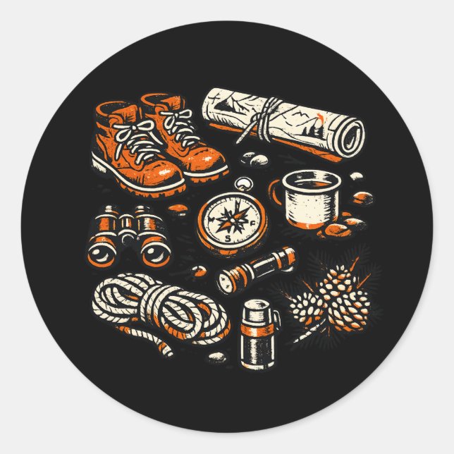 Autocollant d'équipement de camping vintage | Rétr (Devant)