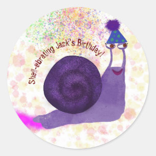 Autocollant d'escargot d'anniversaire
