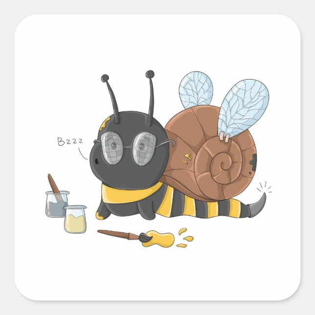 Autocollant d'escargot occupé comme une abeille (Devant)