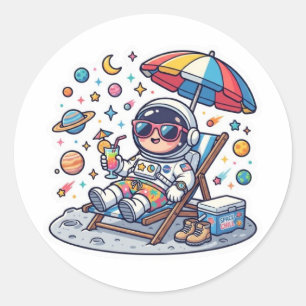 Autocollant d'espace de plage d'été d'astronaute K