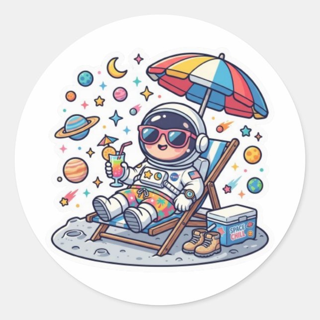 Autocollant d'espace de plage d'été d'astronaute K (Devant)