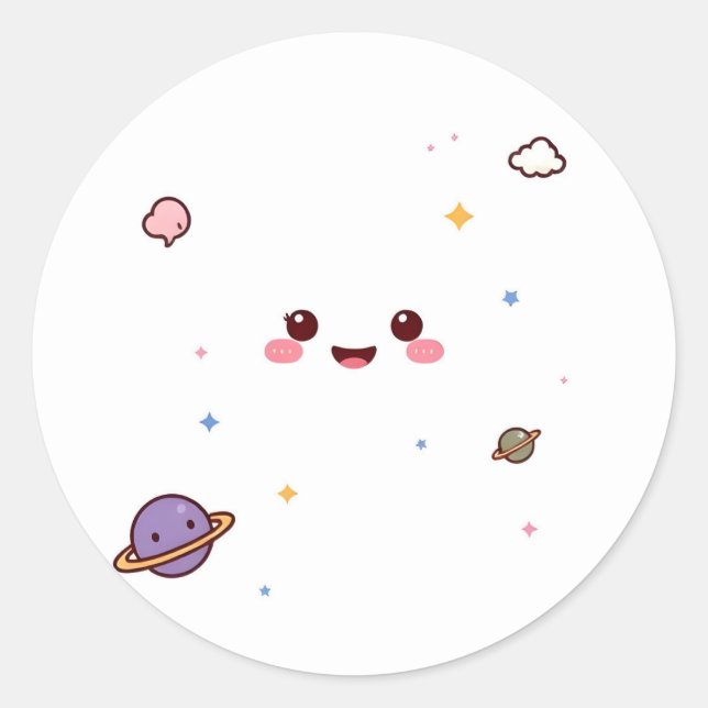 Autocollant d'espace kawaii mignon (Devant)