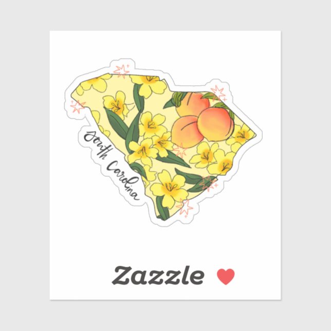 Autocollant d'État illustré de Caroline du Sud (Feuille)