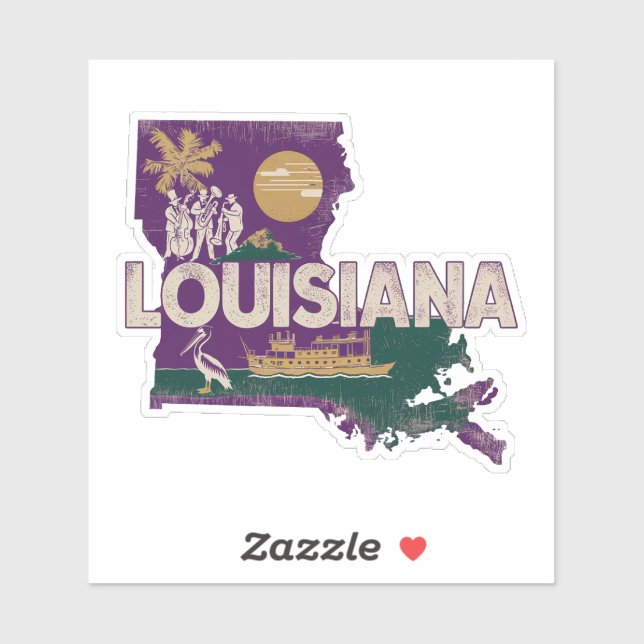 Autocollant d'État Retro Louisiana (Feuille)