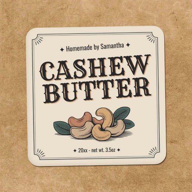 Autocollant d'étiquette de beurre de cajou vintage (Vintage Cashew Butter Label Sticker)