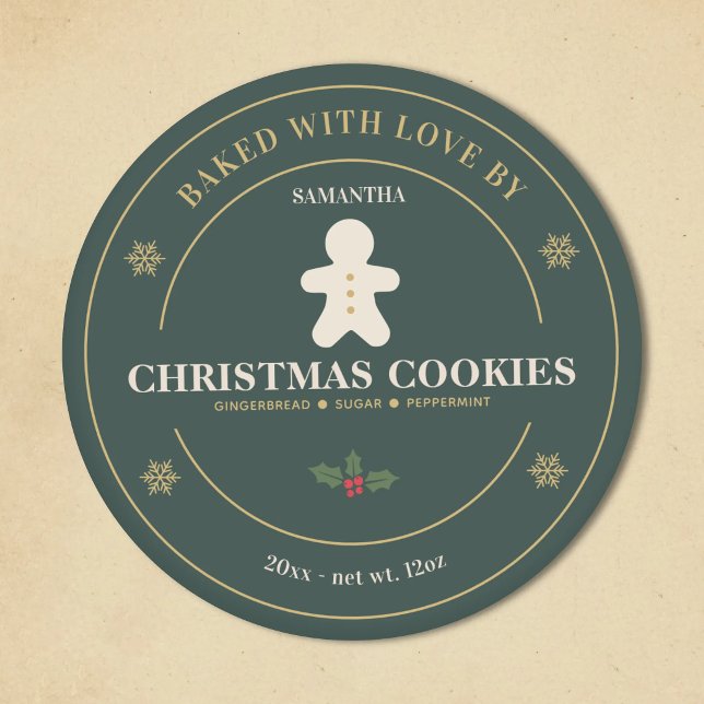 Autocollant d'étiquette de boîte de biscuits de No (Modern Christmas Cookies Box Label Sticker)