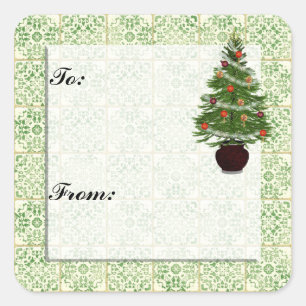 Autocollant d'étiquette de cadeau d'arbre de Noë