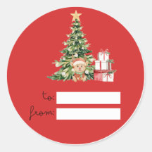 Autocollant d'étiquette de cadeau d'arbre de Noël