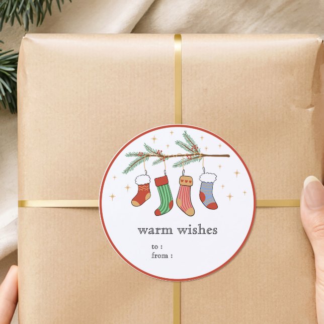 Autocollant d'étiquette de cadeau de bas de Noël d (Créateur téléchargé)