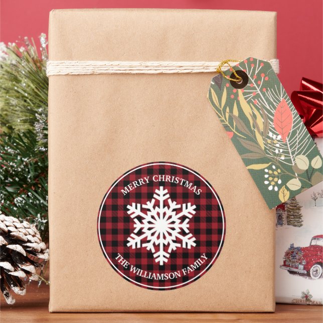 Autocollant d'étiquette de cadeau de Noël à carrea (vacances)