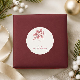 Autocollant d'étiquette de cadeau de Noël au houx