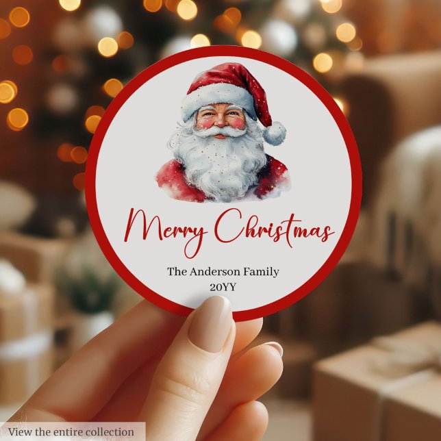 Autocollant d'étiquette de cadeau de Noël de Père  (Minimalist Santa Claus Holiday Gift Label Sticker)