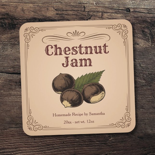 Autocollant d'étiquette de confiture de châtaigne  (Vintage Chestnut Jam Label Sticker)