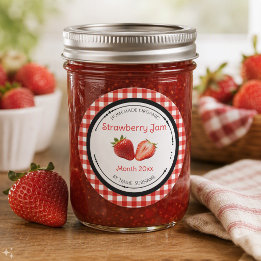 Autocollant d'étiquette de confiture de fraise mai