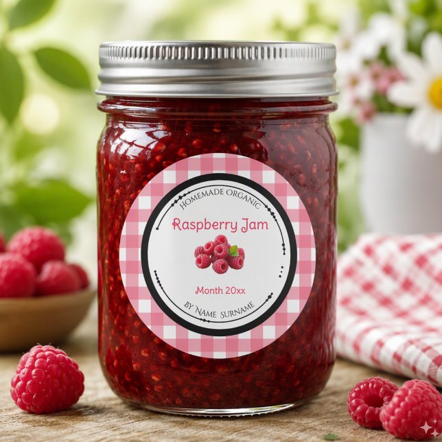 Autocollant d'étiquette de confiture de framboise  (Créateur téléchargé)