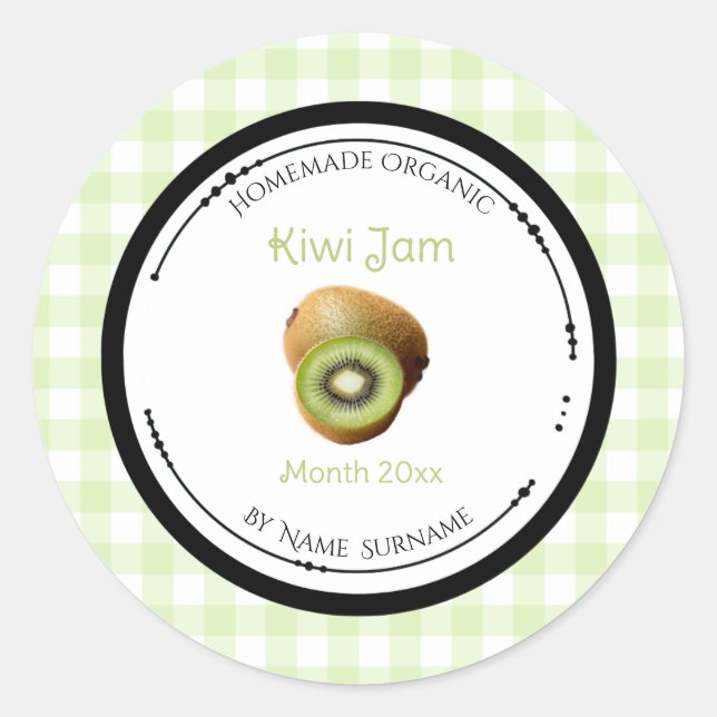 Autocollant d'étiquette de confiture de kiwi fait  (Devant)