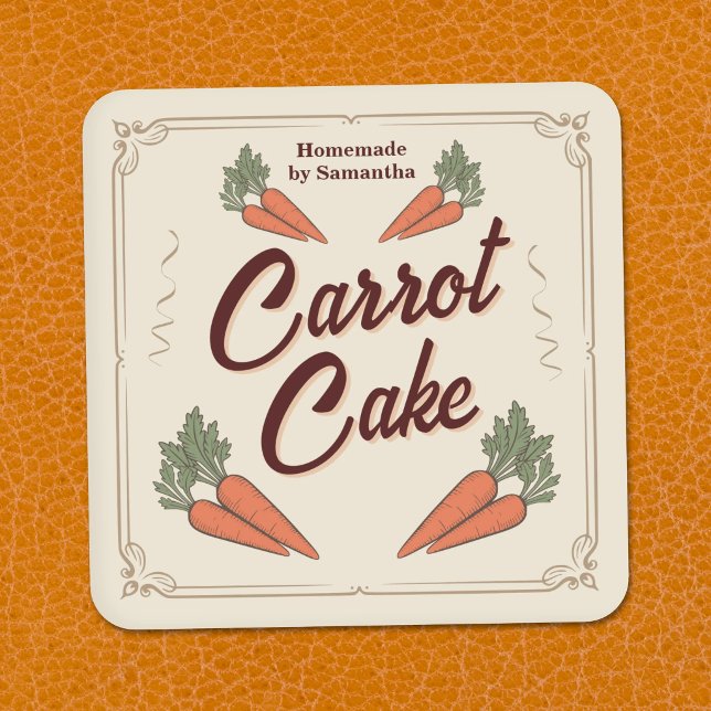 Autocollant d'étiquette de gâteau à la carotte vin (Vintage Carrot Cake Label Sticker)