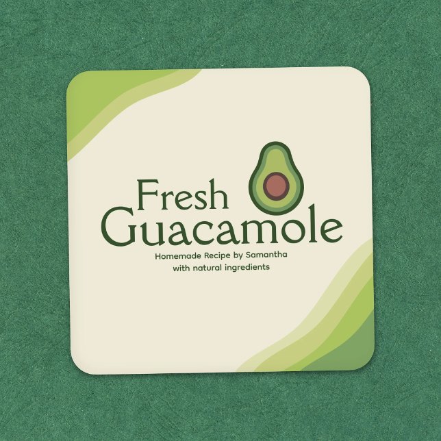 Autocollant d'étiquette de Guacamole Moderne - Icô (Avocado Icon - Modern Guacamole Label Sticker)