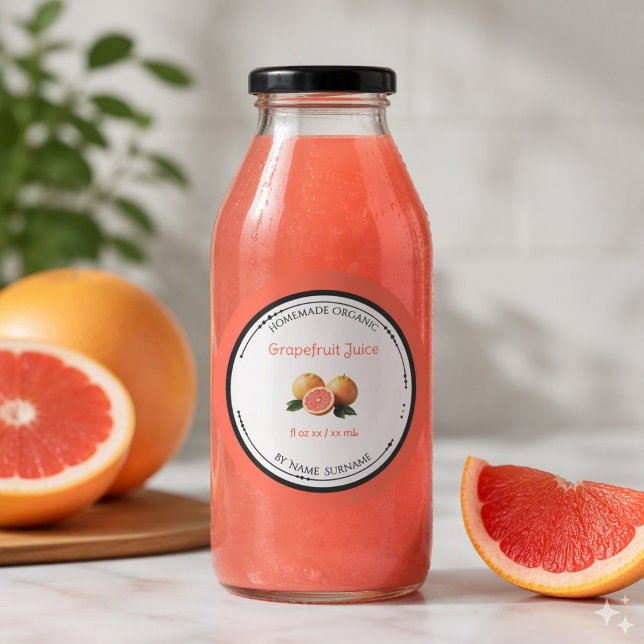 Autocollant d'étiquette de jus de pamplemousse bio (Créateur téléchargé)