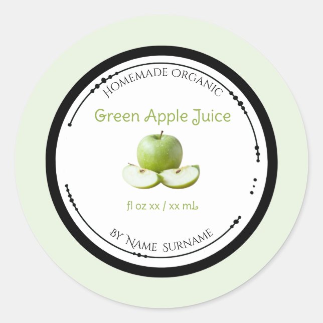 Autocollant d'étiquette de jus de pomme verte biol (Devant)